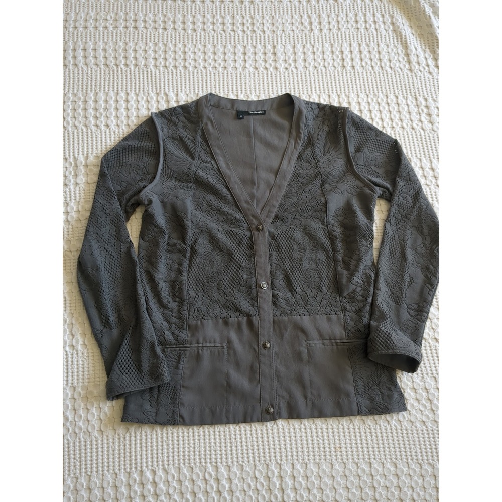 The Kooples Skull Cardigan Sweater Goth Eyelet Whimsigoth Lightweight Button